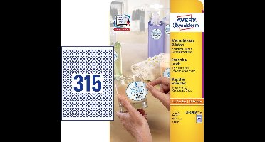 Etiket Avery ILK 10mm rond NP 25 vel 315 etiketten per vel wit
