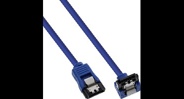 SATA datakabel - recht / haaks naar beneden - rond - SATA600 - 6 Gbit/s / blauw - 0,15 meter