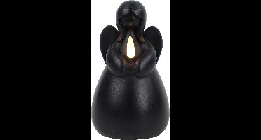 Countryfield LED kaars engel - zwart - H14,5 cm - wax kaars op batterijen - kaarsen - kerst thema - kerstkaarsen