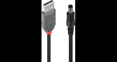 LINDY USB-stroomkabel USB 2.0 USB-A stekker, DC-stekker 5,5 mm 1.50 m Zwart