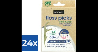 Sence Fresh Flosser 2 in 1 Bamboo 50 stuks - Voordeelverpakking 24 stuks