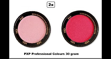 2x Set PXP Professional Colours schmink roze en hotpink 30 gram - Schminken verjaardag feest festival thema feest
