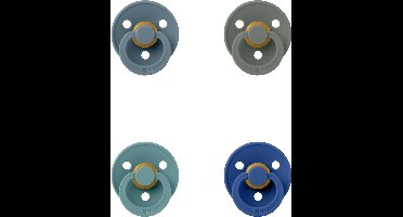 Bibs fopspeen 0-6 maand set 4 stuks Petrol,Pine ,Island Sea en Cornflower maat 1