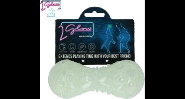 2 Glow Bone of its own - Hondenspeelgoed - Kauwspeeltje - TPR Rubber - ø 6,4 cm - Glow in the dark