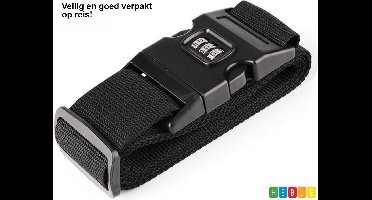 *** 180cm Verstelbare Kofferriemen - Geschikt voor iedere Koffer - Zwart - van Heble® ***