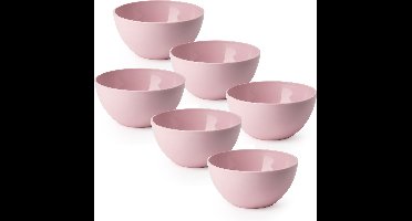 Plasticforte Schaaltjes - 6x - kunststof - kommetjes - dessert/ontbijt - D14 x H6 cm - roze