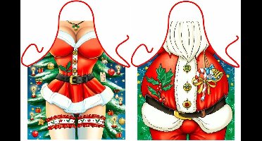 Kerstman en Kerstvrouw Grappig Leuk Schort Keukenschort voor Kerstmis