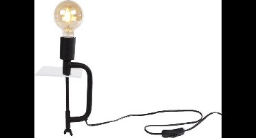 Bankschroef Tafellamp zwart metaal 23x11x4cm