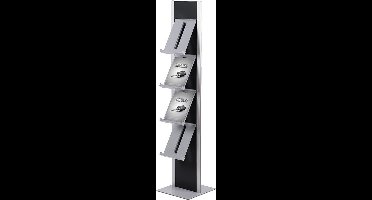Brochurerek Totem met Stalen Legplanken Zwart - Syna BRTBL4S - Horeca & Professioneel