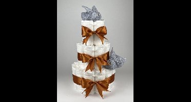 Chouette-Chouette | Luiertaart Neutraal | Kraamcadeau | Geboorte Jongen Meisje | Babyshower | Konijnen Grijs - Koper