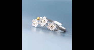 Gading® dames ring met bloemen-zilver 925-onesize ring