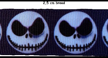 Lint - Grosgrain lint - Skull - Halloween - 25 mm breed - 5 m - Polyester lint - Ribbon - Sierlint - Hobby lint - Decoratie lint