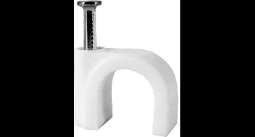 Tack Spijkerclips 7mm - Rond - Wit - 100st per doosje