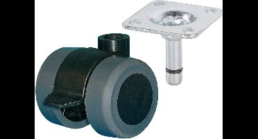 dörner + helmer 761335 Parquet-containerrol 35 mm, plaat, 38 x 38 mm, TrKr 70 kg, zonder afdekking, Vaste regelaar