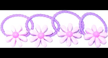 Elastiek met bloem lila-roze