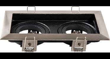 HOFTRONIC - Durham dubbele inbouwspot RVS - Armatuur - 2x GU10 fitting - Kantelbaar - IP20 - inbouwspot vierkant