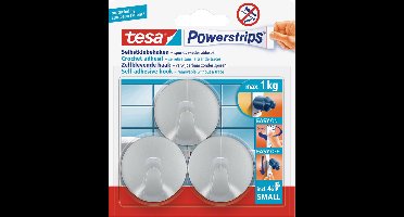 9x Tesa Powerstrips ronde haken chroom small - Klusbenodigdheden - Huishouden - Verwijderbare haken - Opplak haken 9 stuks