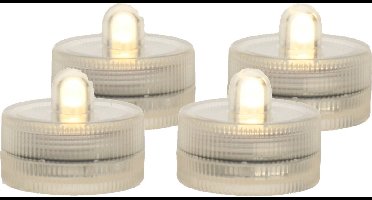 Ideas4seasons LED waxinelichtjes/theelichtjes voor onder water - set van 4x - warm wit - zinkend