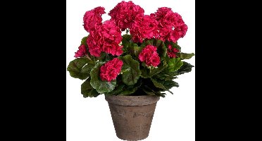Mica Decorations Geranium Kunstplant - 27x27x41 cm - Donkerroze