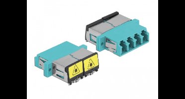 Optische vezelkoppeling met laserbescherming Flip LC Quad Vrouw naar LC Quad vrouwelijke multi-mode aqua