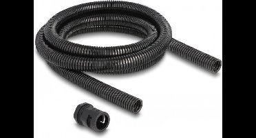 Kabelbeschermingshuls 2 m x 18,5 mm met 2 x pg13.5 conduit fitting set zwart