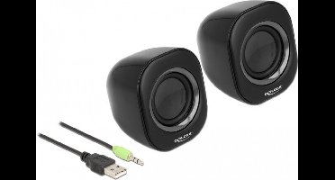 Mini stereo pc -luidspreker met 3,5 mm stereo jack mannelijk en USB aangedreven