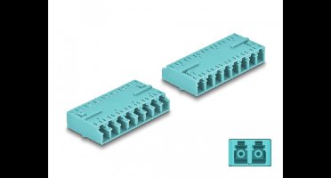 Optische vezelkoppeling HD LC Octuplex vrouwelijk naar LC octuplex vrouwelijke aqua