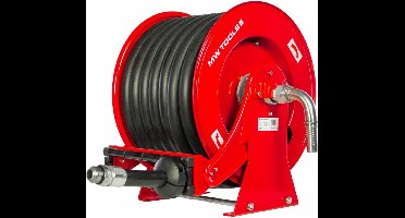 Haspel Diesel 15 m Ø 1 20 bar Gepoederlakt staal met automatische oprol en vaste muurbeugel MW Tools SHD1015