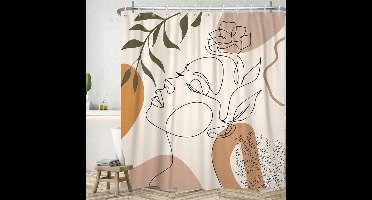 Douchegordijn Boho, abstract Vrouw midden eeuw Minimalistisch Modern Douchegordijn Anti Schimmel Waterdicht Polyester Stof Wasbaar Bad Gordijn met 12 Haken 180B x 180 cm