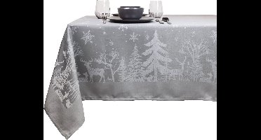 Kerst tafelkleed - Rody - 150x300cm - dark grey - Damast