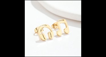 dames RVS oorknoppen met headphone-11mm-goud