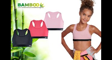 Bamboo - BH Meisjes - Topjes Meisjes Ondergoed - Crop Top Meisjes - 3 Stuks - Roze Navy - 110-116 - Ondergoed Meisjes - Ondergoed Kinderen