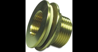 Doorvoer messing 1" x 3/4" buitendraad x binnendraad 30bar