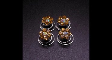 Curlies gouden bloem 6 blad met strass