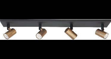 Spot Piccolo Zwart-Goud GU10 mini 35mm 4-Lichts Balk