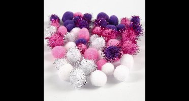 CC Pompons Paarse Harmonie 15-20mm 48 stuks