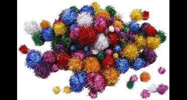 Creativ Company Pompoms Multigekleurd Glitter 15-40mm 75 stuks
