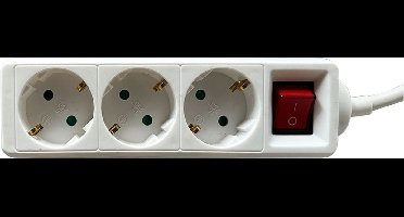 BRASQ Stekkerdoos 3-voudig Wit - 1,4 meter - Stekkerdozen - Verlengsnoer met stekkerdoos - Verlengkabel - Verlengsnoer - Met Randaarde