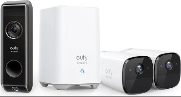 Eufy 4-in-1 Eufycam 2 pro met Homebase 2 en Dual deurbel bundel - Nachtzicht - 2K beveiliging - lokale opslag