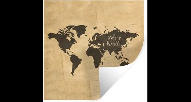 Muurstickers - Sticker Folie - Wereldkaart - Vintage - Bruin - 30x30 cm - Plakfolie - Muurstickers Kinderkamer - Zelfklevend Behang - Zelfklevend behangpapier - Stickerfolie