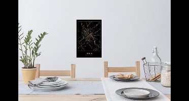 Muurstickers - Sticker Folie - Kaart - Keulen - Duitsland - Goud - 20x30 cm - Plakfolie - Muurstickers Kinderkamer - Zelfklevend Behang - Zelfklevend behangpapier - Stickerfolie