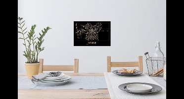 Muurstickers - Sticker Folie - Kaart - Angers - Zwart - Goud - 30x20 cm - Plakfolie - Muurstickers Kinderkamer - Zelfklevend Behang - Zelfklevend behangpapier - Stickerfolie