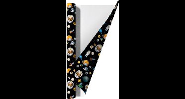 Emoji Space kaftpapier voor schoolboeken - 200 x 70 cm - 3 rollen