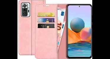 Xiaomi Redmi Note 10 Pro Bookcase hoesje - Just in Case - Effen Roze - Kunstleer