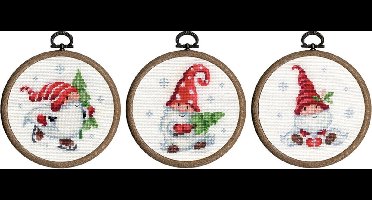 Vervaco - Miniatuur telpakket kit - Kerst - Kerstkabouters set van 3 - PN-0187976 - Borduren - Borduurpakket - Borduurpakket volwassenen - Borduurpakket kind