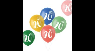 Folat - ballonnen Retro 20 Jaar Meerkleurig 33 cm - 6 stuks
