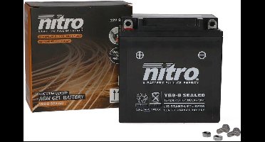 Nitro accu - YB9-B - sealed/gel - 12V 9Ah - motoren en scooters