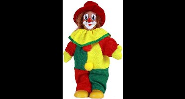 Clownspop met hoed rood geel groen carnaval 20 cm