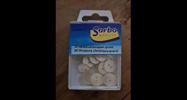 Sorbo 30 Hemdsknoopjes groot wit