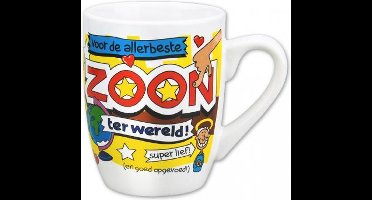mok cartoon-stijl zoon keramiek 325ml wit